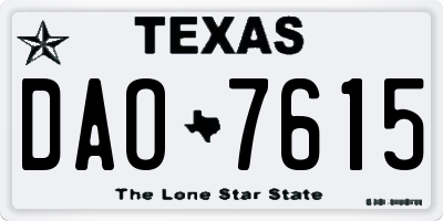 TX license plate DAO7615