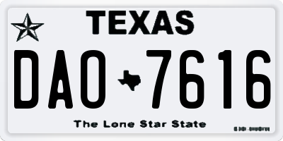 TX license plate DAO7616