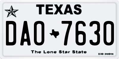 TX license plate DAO7630