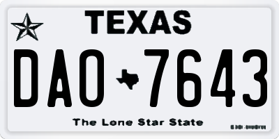 TX license plate DAO7643