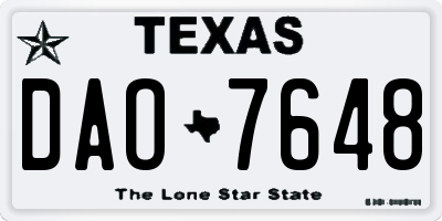 TX license plate DAO7648