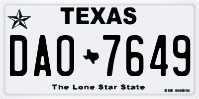 TX license plate DAO7649