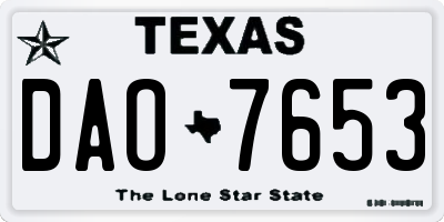 TX license plate DAO7653