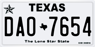 TX license plate DAO7654