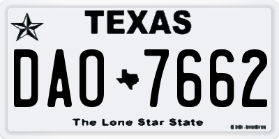 TX license plate DAO7662