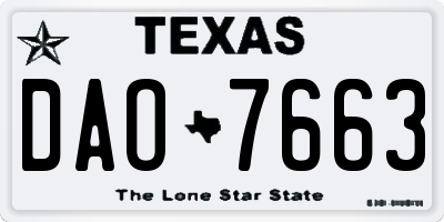 TX license plate DAO7663
