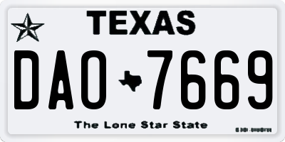 TX license plate DAO7669