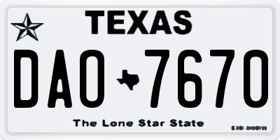 TX license plate DAO7670