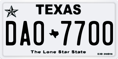 TX license plate DAO7700