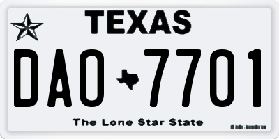 TX license plate DAO7701