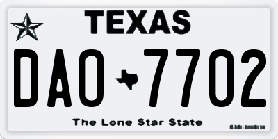 TX license plate DAO7702