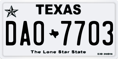 TX license plate DAO7703