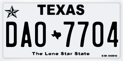 TX license plate DAO7704