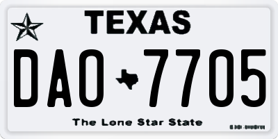 TX license plate DAO7705