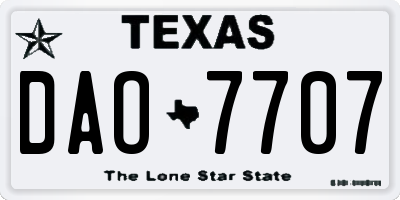 TX license plate DAO7707