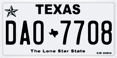 TX license plate DAO7708