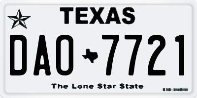 TX license plate DAO7721