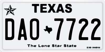 TX license plate DAO7722