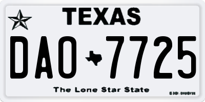 TX license plate DAO7725