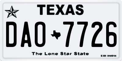 TX license plate DAO7726