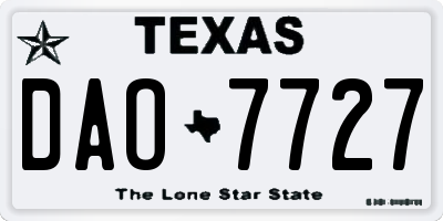 TX license plate DAO7727