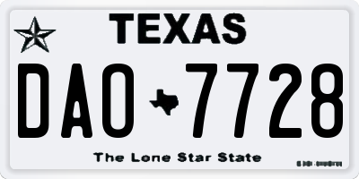 TX license plate DAO7728