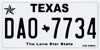 TX license plate DAO7734