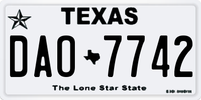 TX license plate DAO7742