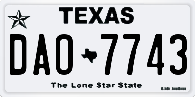 TX license plate DAO7743