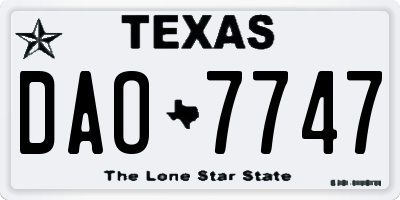 TX license plate DAO7747