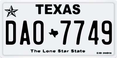 TX license plate DAO7749