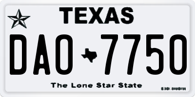 TX license plate DAO7750