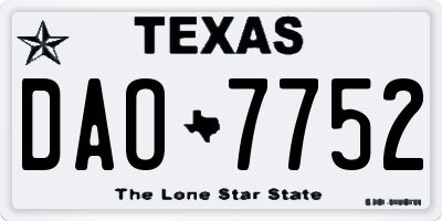 TX license plate DAO7752