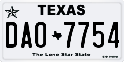 TX license plate DAO7754