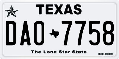 TX license plate DAO7758