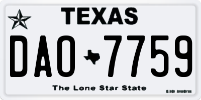 TX license plate DAO7759