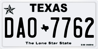TX license plate DAO7762