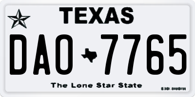TX license plate DAO7765