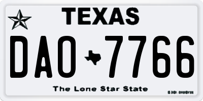 TX license plate DAO7766