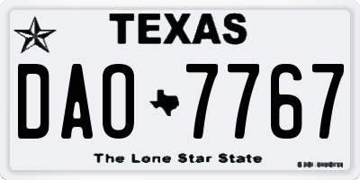 TX license plate DAO7767