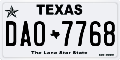 TX license plate DAO7768
