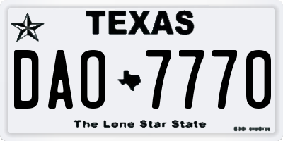TX license plate DAO7770