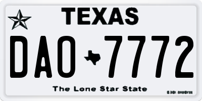 TX license plate DAO7772