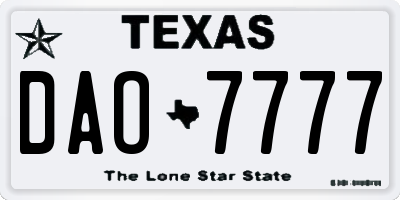 TX license plate DAO7777