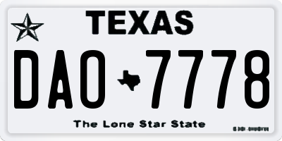TX license plate DAO7778