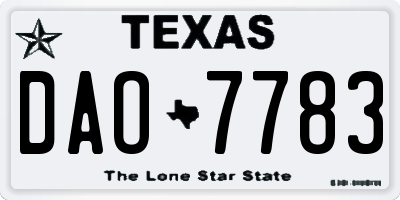TX license plate DAO7783