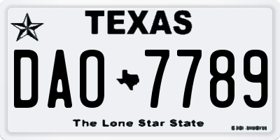 TX license plate DAO7789