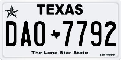 TX license plate DAO7792