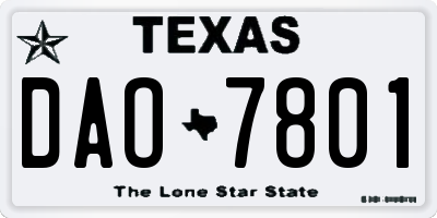 TX license plate DAO7801