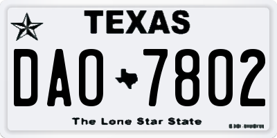 TX license plate DAO7802